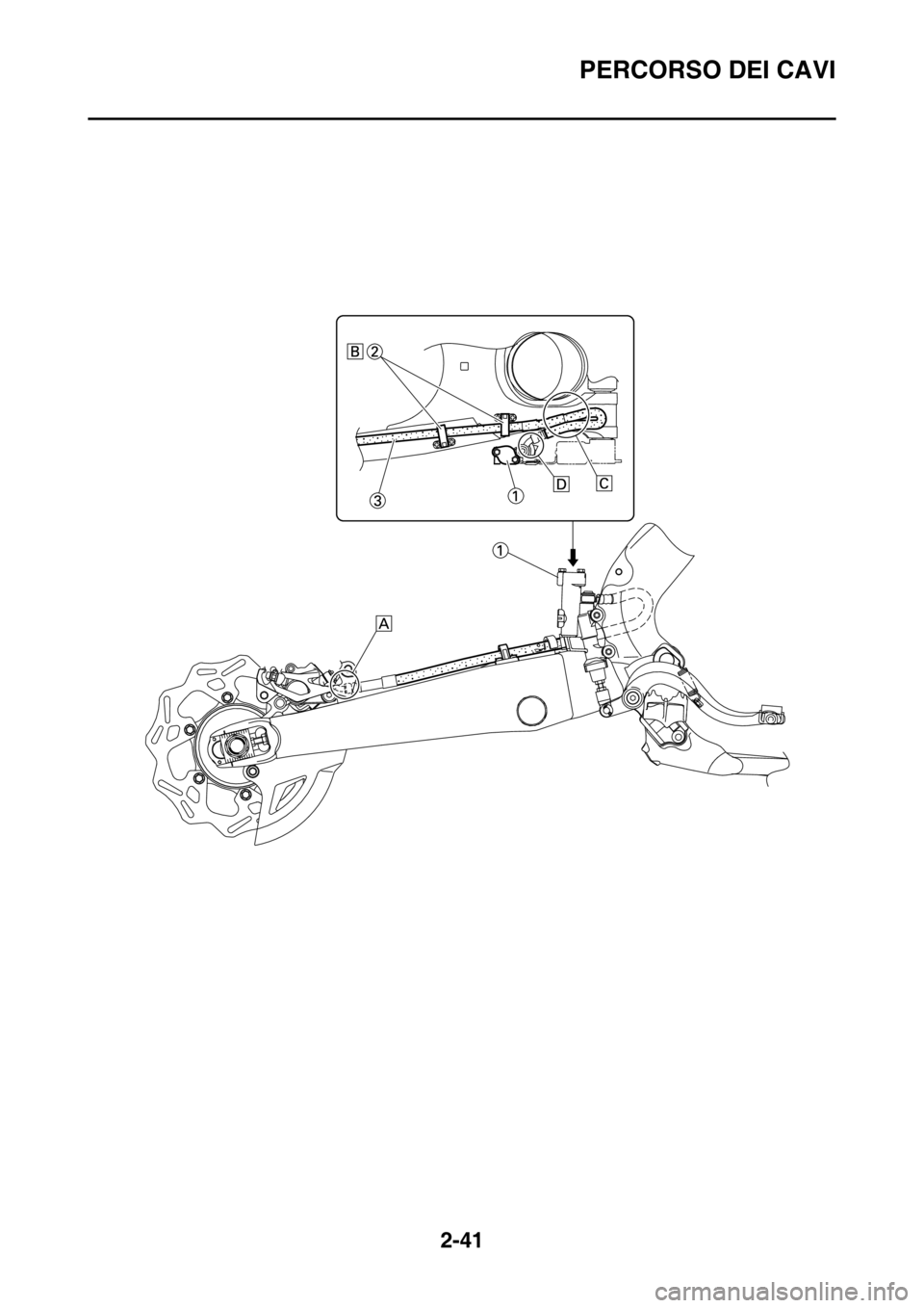 YAMAHA YZ250F 2014  Manuale duso (in Italian) PERCORSO DEI CAVI
2-41 