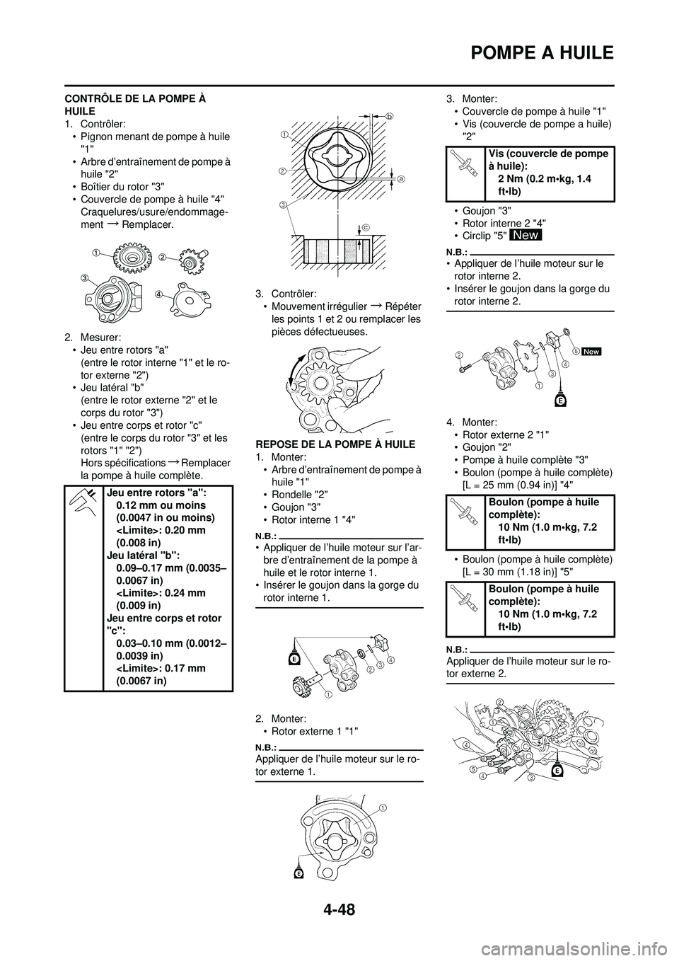 YAMAHA YZ250F 2008  Notices Demploi (in French) 4-48
POMPE A HUILE
CONTRÔLE DE LA POMPE À 
HUILE
1. Contrôler:• Pignon menant de pompe à huile 
"1"
• Arbre d’entraînement de pompe à  huile "2"
• Boîtier du rotor "3"
• Couvercle de 