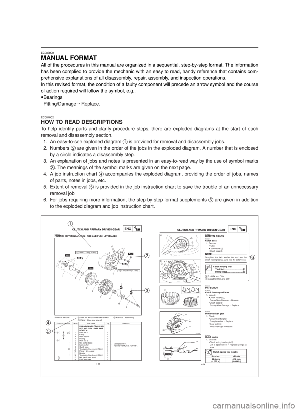 YAMAHA YZ250LC 2001 Manuale duso (in Italian) EC083000
MANUAL FORMAT
All of the procedures in this manual are organized in a sequential, step-by-step format. The information
has been complied to provide the mechanic with an easy to read, handy re YAMAHA YZ250LC 2001 Manuale duso (in Italian) EC083000
MANUAL FORMAT
All of the procedures in this manual are organized in a sequential, step-by-step format. The information
has been complied to provide the mechanic with an easy to read, handy re