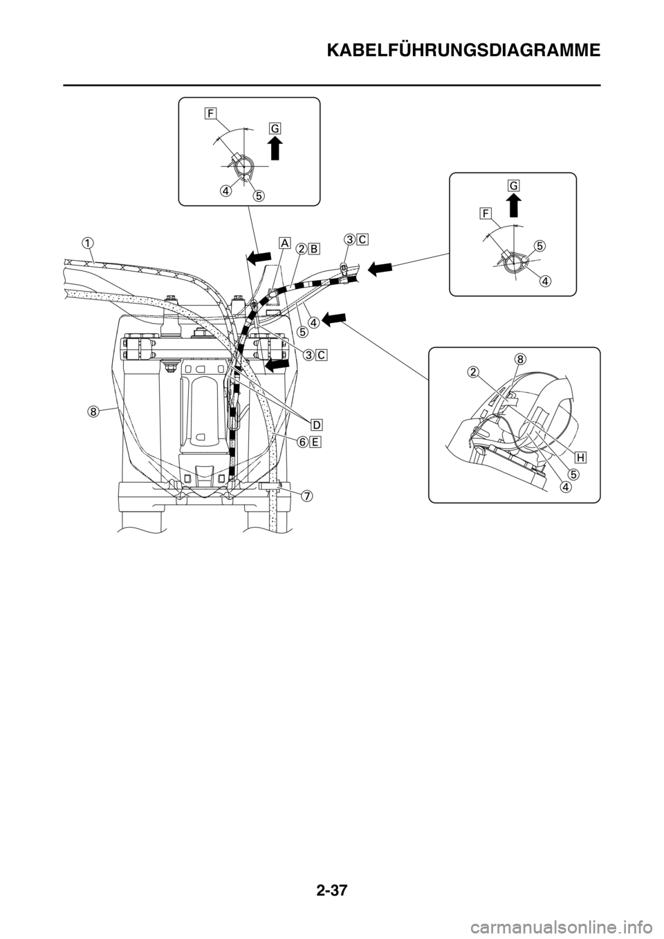 YAMAHA YZ450F 2016  Betriebsanleitungen (in German) KABELFÜHRUNGSDIAGRAMME
2-37 