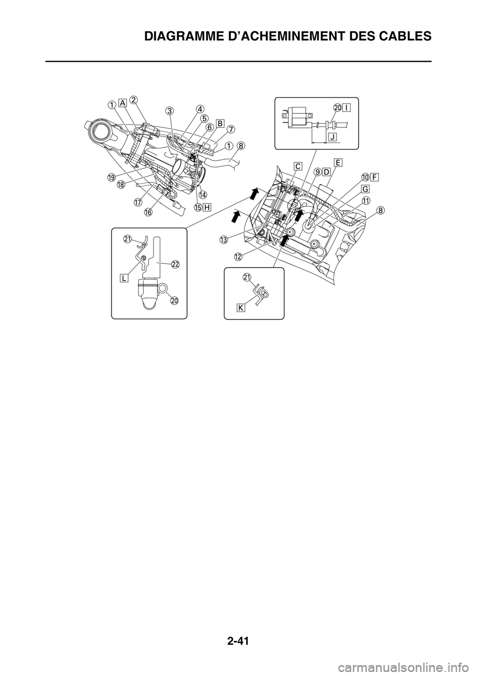 YAMAHA YZ450F 2016  Notices Demploi (in French) DIAGRAMME D’ACHEMINEMENT DES CABLES
2-41 