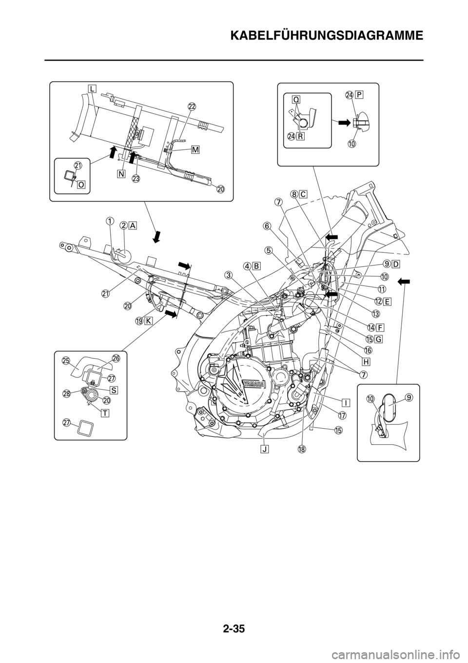 YAMAHA YZ450F 2015  Betriebsanleitungen (in German) KABELFÜHRUNGSDIAGRAMME
2-35 
