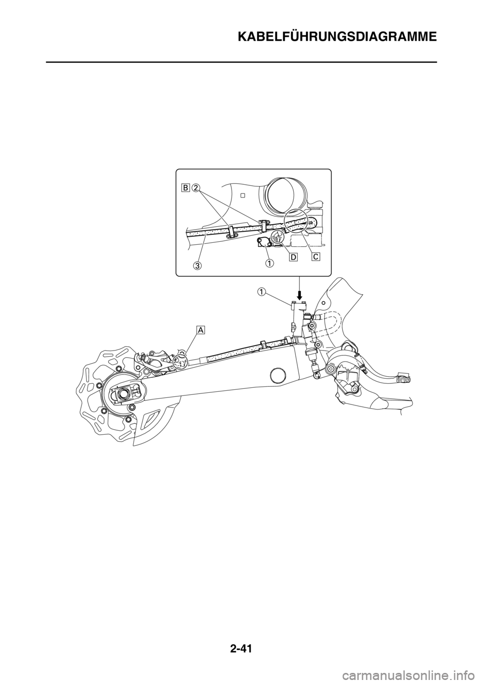 YAMAHA YZ450F 2015  Betriebsanleitungen (in German) KABELFÜHRUNGSDIAGRAMME
2-41 