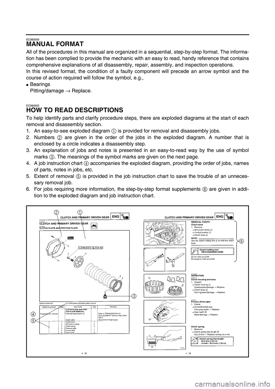 YAMAHA YZ85 2005 Betriebsanleitungen (in German) EC083000
MANUAL FORMAT
All of the procedures in this manual are organized in a sequential, step-by-step format. The informa-
tion has been complied to provide the mechanic with an easy to read, handy YAMAHA YZ85 2005 Betriebsanleitungen (in German) EC083000
MANUAL FORMAT
All of the procedures in this manual are organized in a sequential, step-by-step format. The informa-
tion has been complied to provide the mechanic with an easy to read, handy