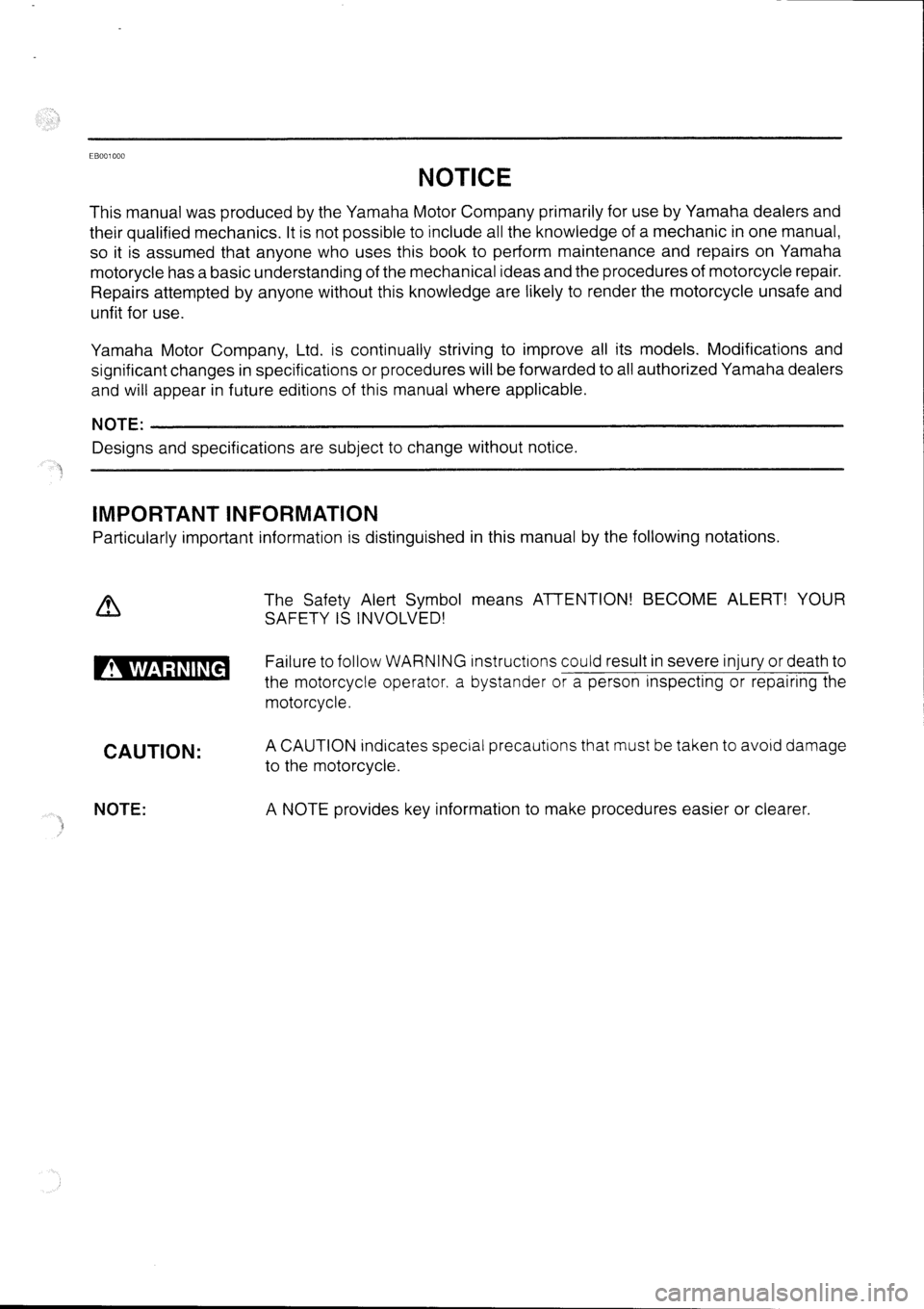 YAMAHA FZS600 2002  Workshop Manual 
