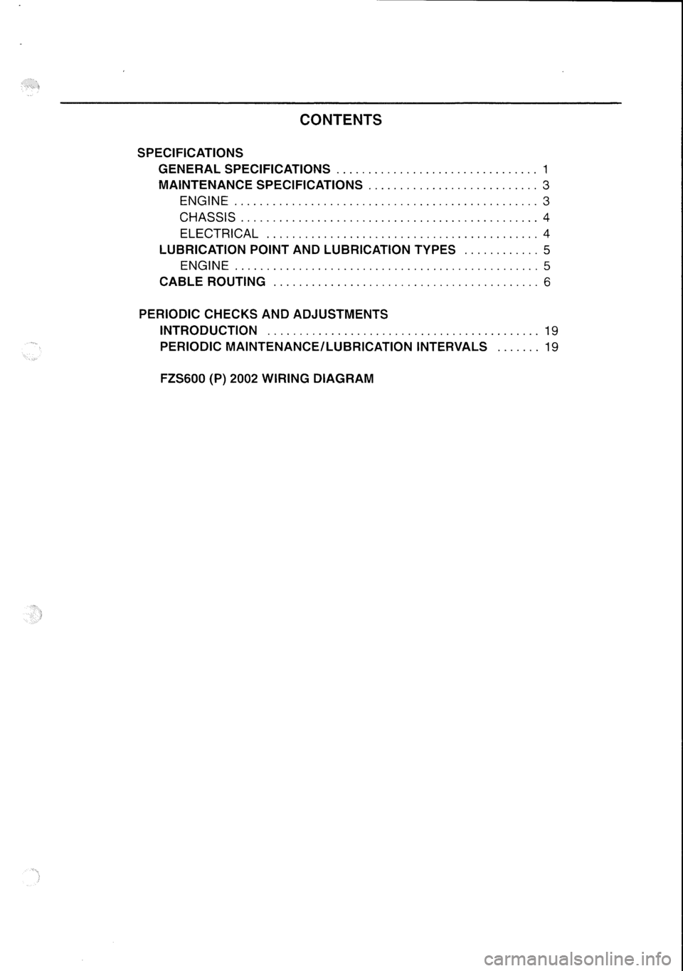 YAMAHA FZS600 2002  Workshop Manual 