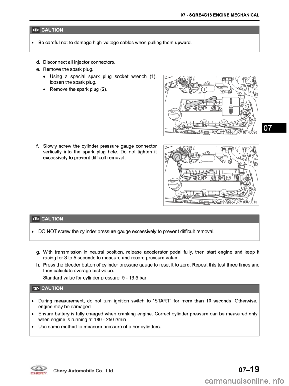 CHERY ARRIZO M16 2014  Service Repair Manual 