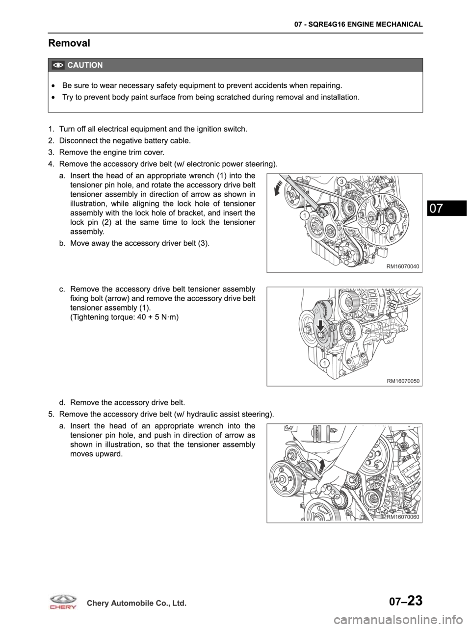 CHERY ARRIZO M16 2014  Service Repair Manual 