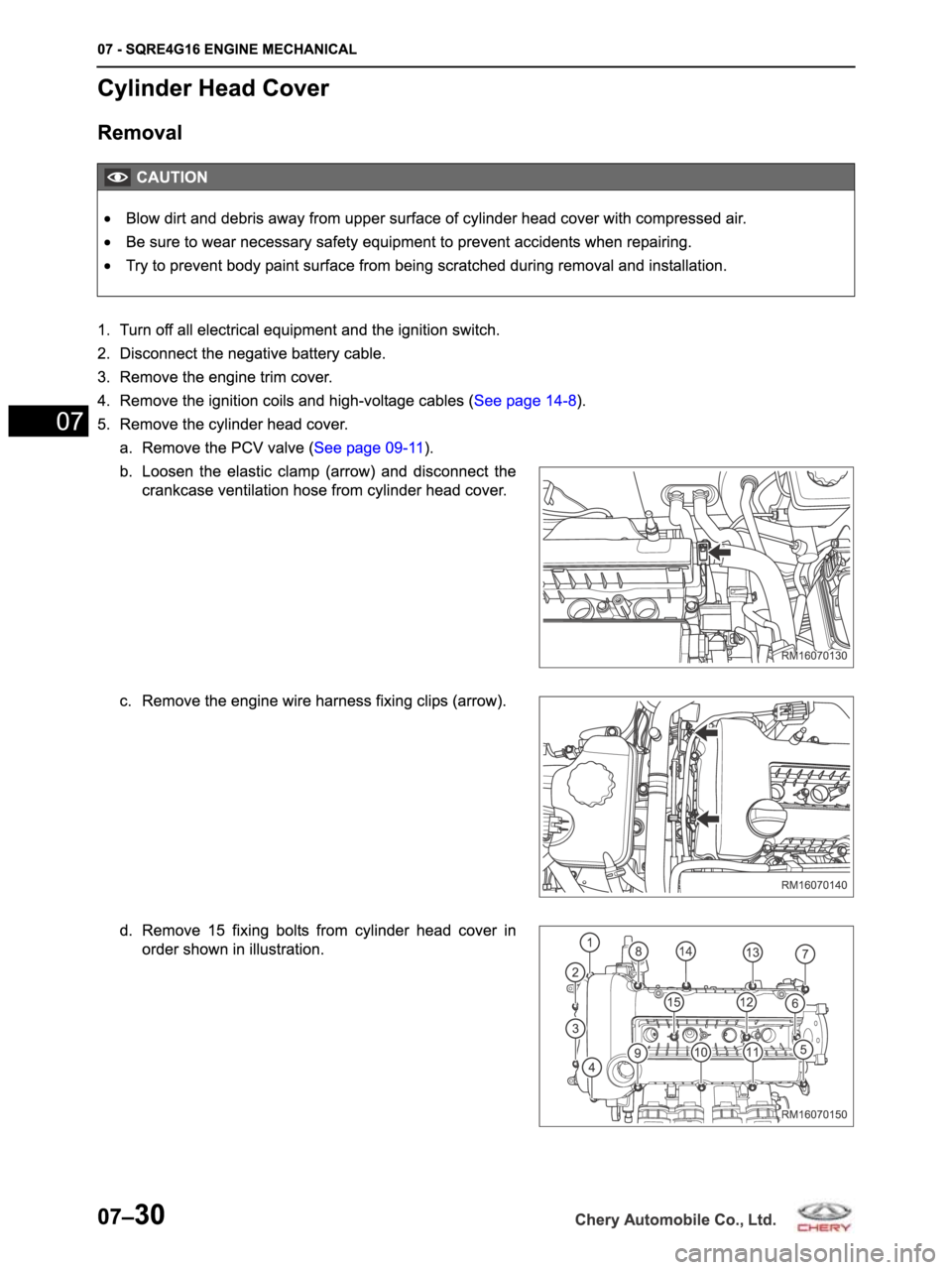 CHERY ARRIZO M16 2014  Service Repair Manual 