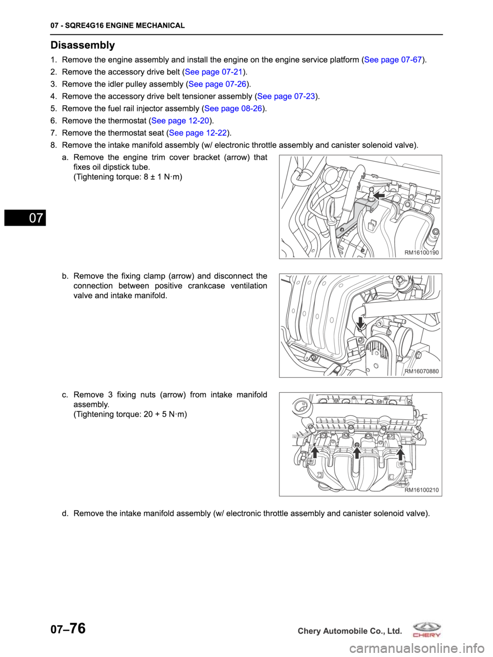 CHERY ARRIZO M16 2014  Service Repair Manual 