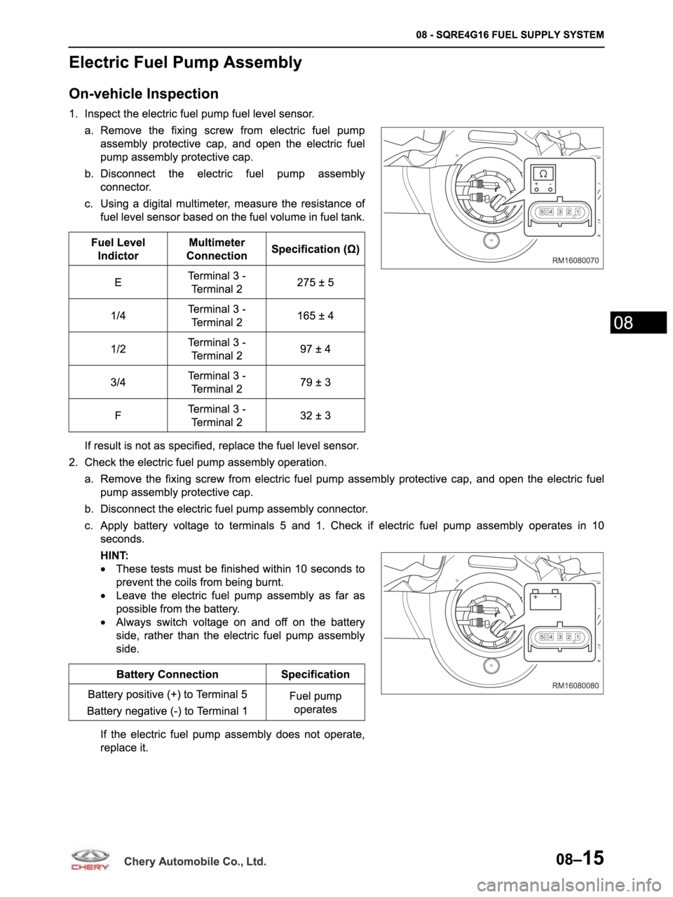 CHERY ARRIZO M16 2014  Service Repair Manual 