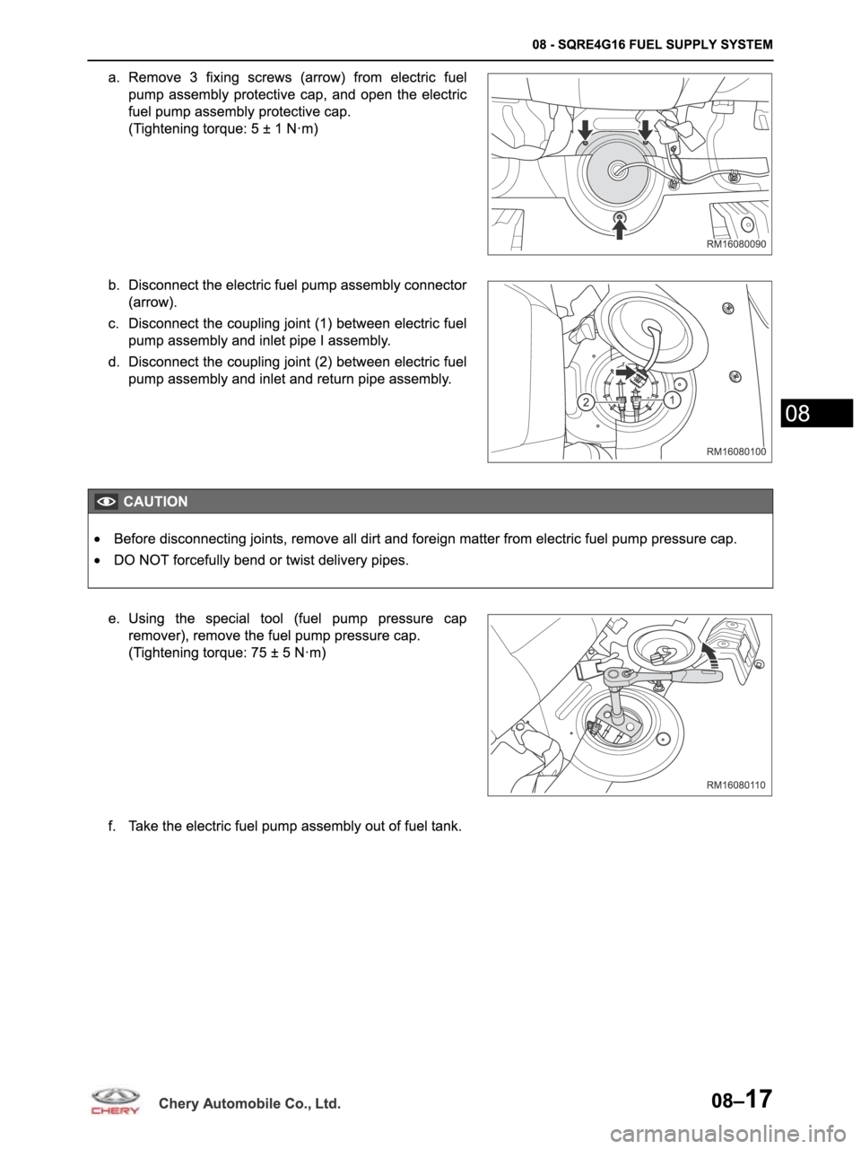 CHERY ARRIZO M16 2014  Service Repair Manual 