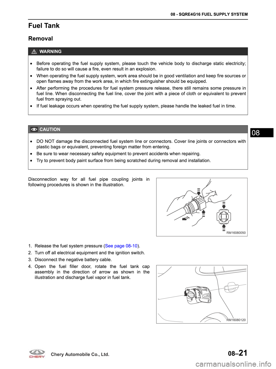 CHERY ARRIZO M16 2014  Service Repair Manual 
