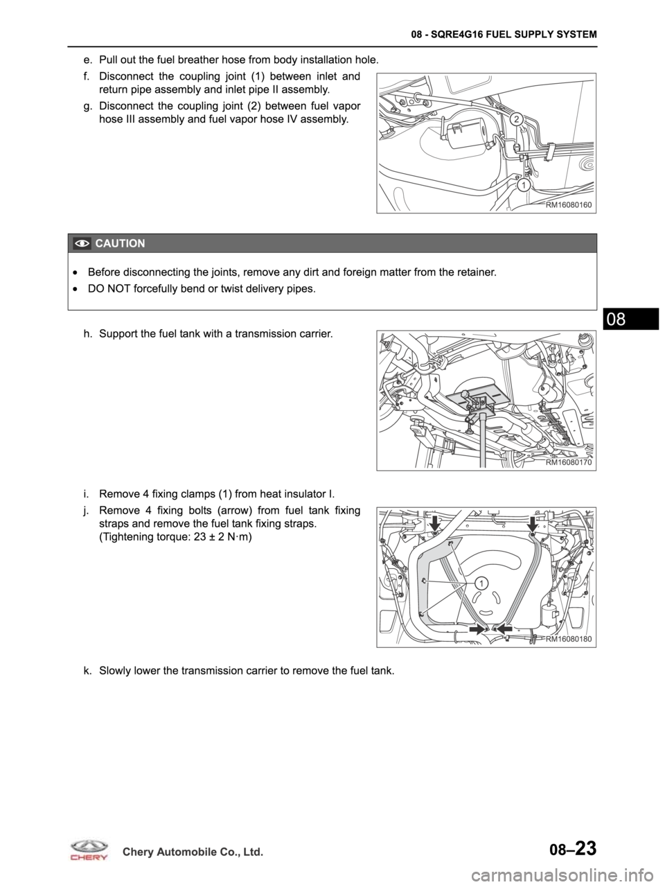 CHERY ARRIZO M16 2014  Service Repair Manual 