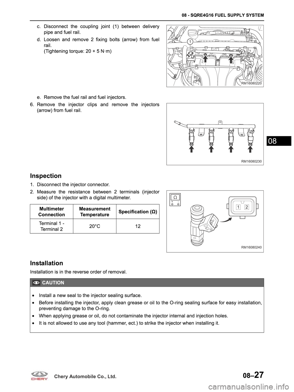 CHERY ARRIZO M16 2014  Service Repair Manual 