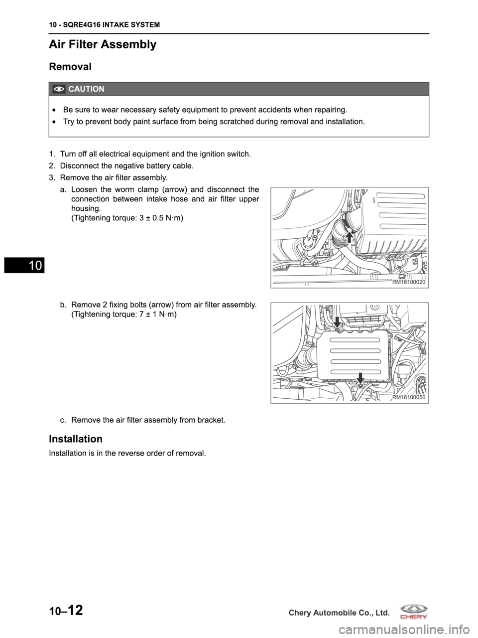 CHERY ARRIZO M16 2014  Service Repair Manual 