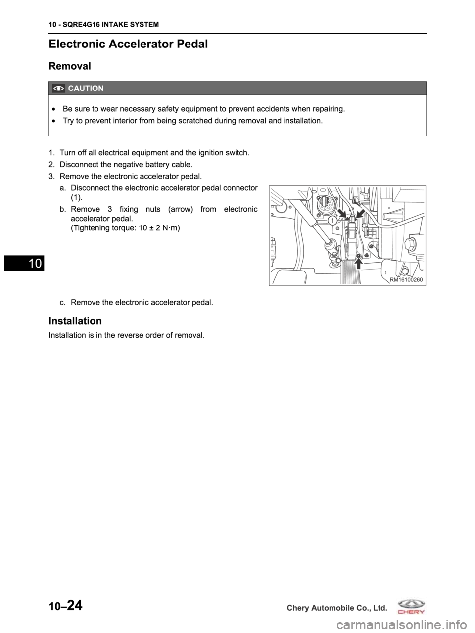 CHERY ARRIZO M16 2014  Service Repair Manual 