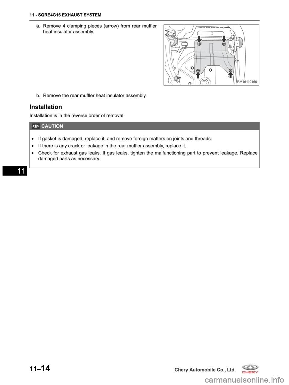 CHERY ARRIZO M16 2014  Service Repair Manual 