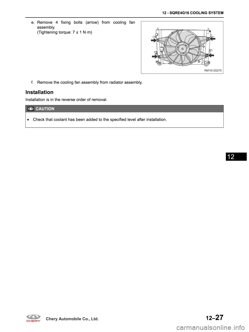 CHERY ARRIZO M16 2014  Service Repair Manual 