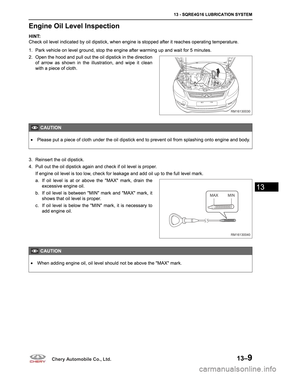CHERY ARRIZO M16 2014  Service Repair Manual 