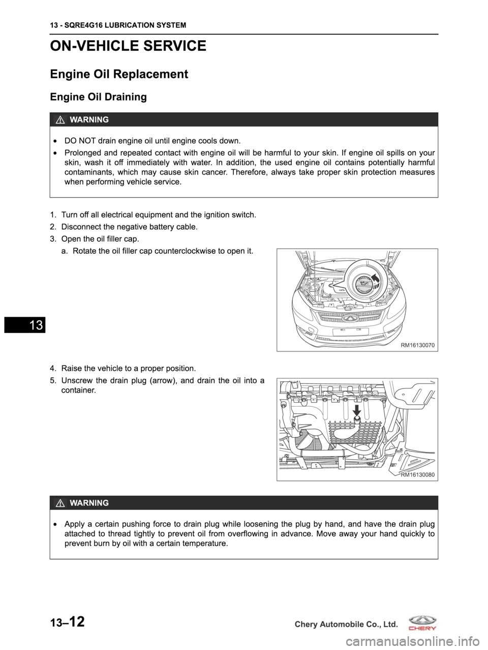 CHERY ARRIZO M16 2014  Service Repair Manual 