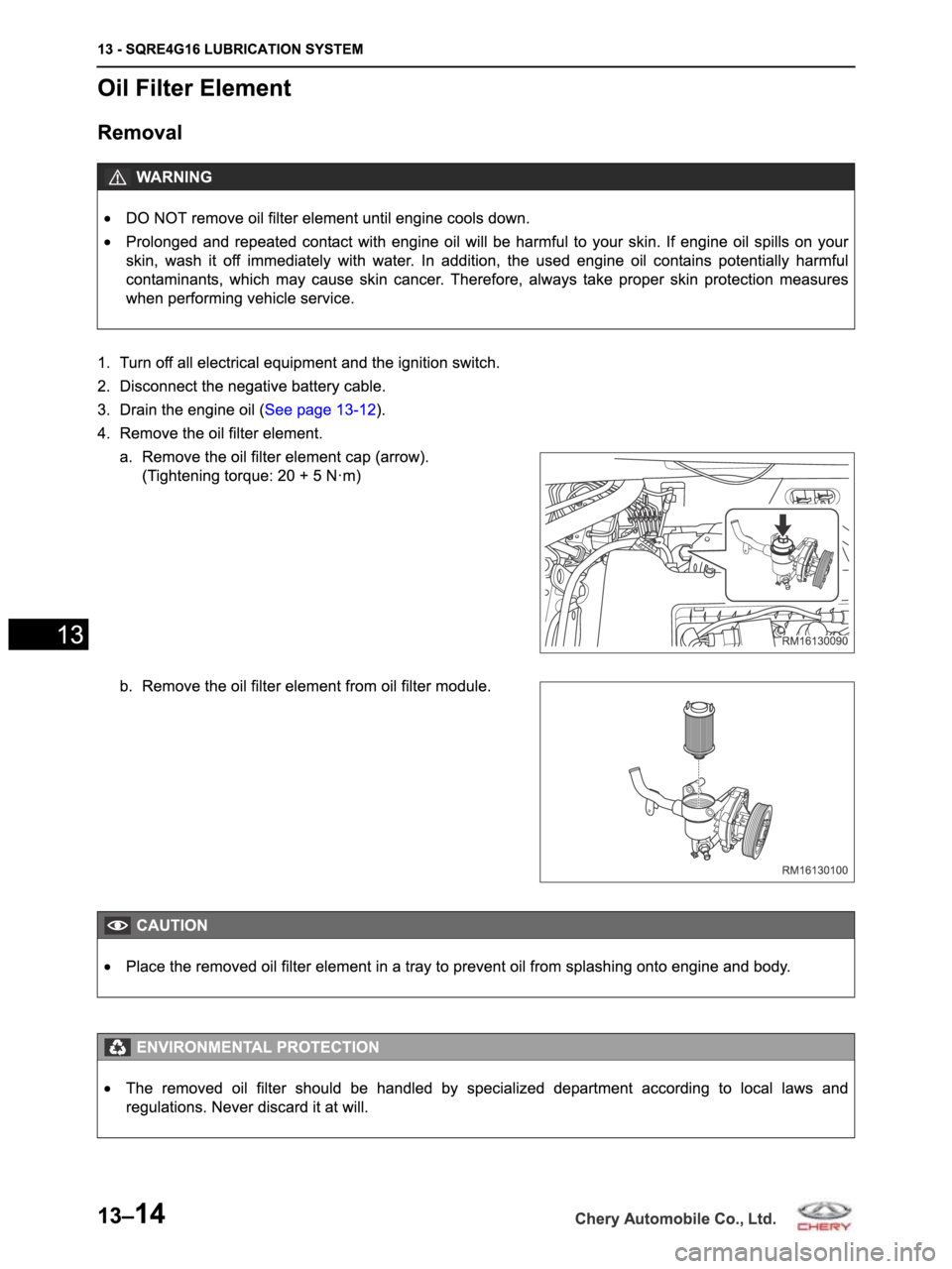 CHERY ARRIZO M16 2014  Service Repair Manual 
