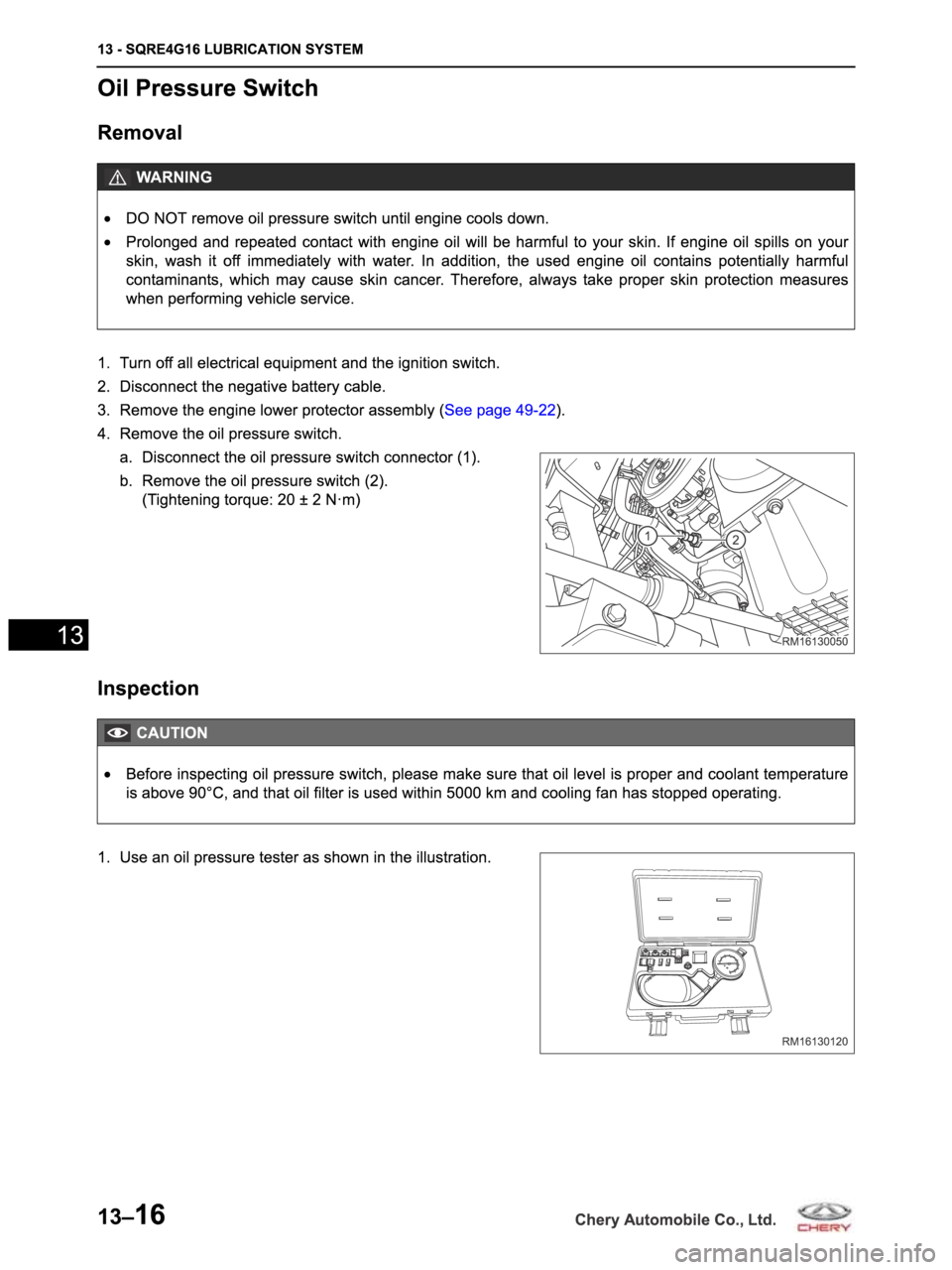 CHERY ARRIZO M16 2014  Service Repair Manual 