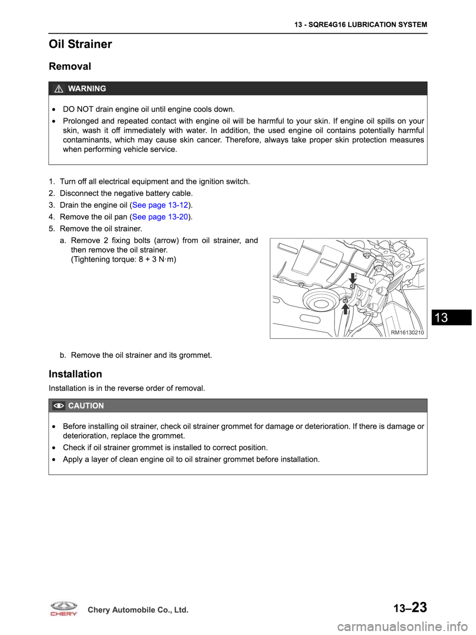 CHERY ARRIZO M16 2014  Service Repair Manual 