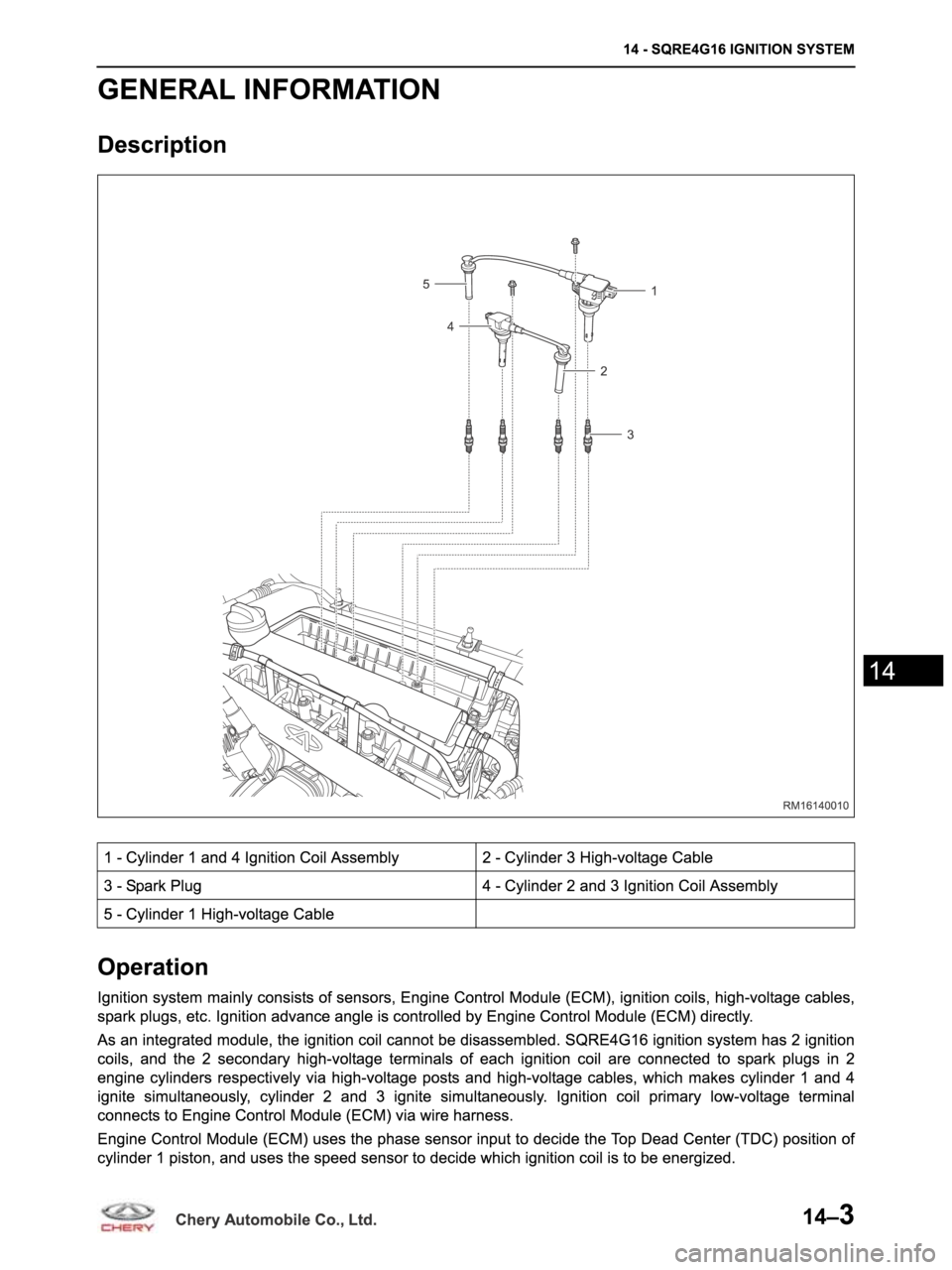 CHERY ARRIZO M16 2014  Service Repair Manual 
