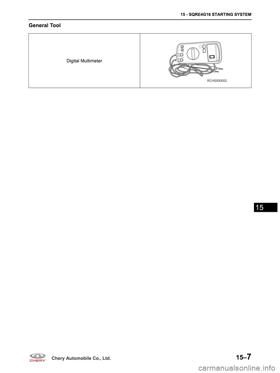 CHERY ARRIZO M16 2014  Service Repair Manual 