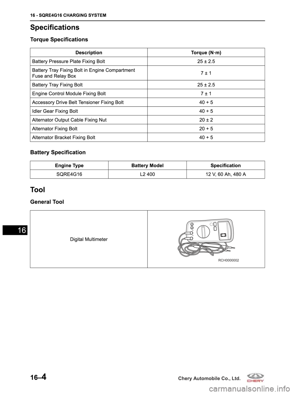 CHERY ARRIZO M16 2014  Service Repair Manual 