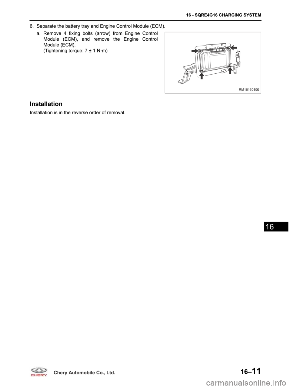 CHERY ARRIZO M16 2014  Service Repair Manual 