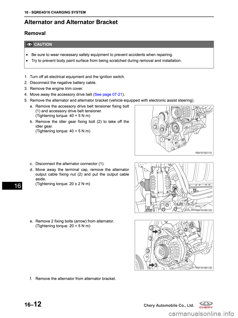 CHERY ARRIZO M16 2014  Service Repair Manual 