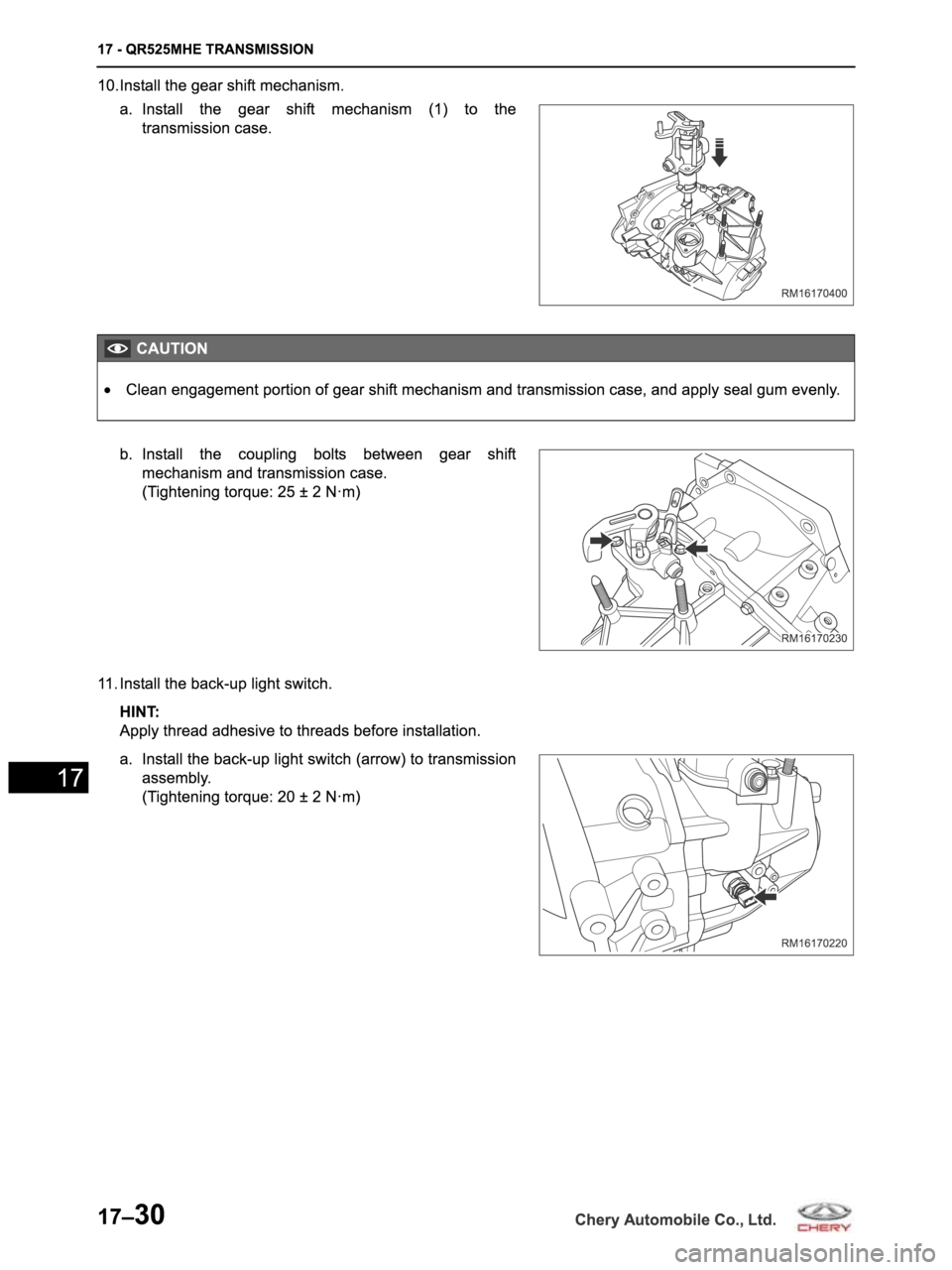 CHERY ARRIZO M16 2014  Service Repair Manual 