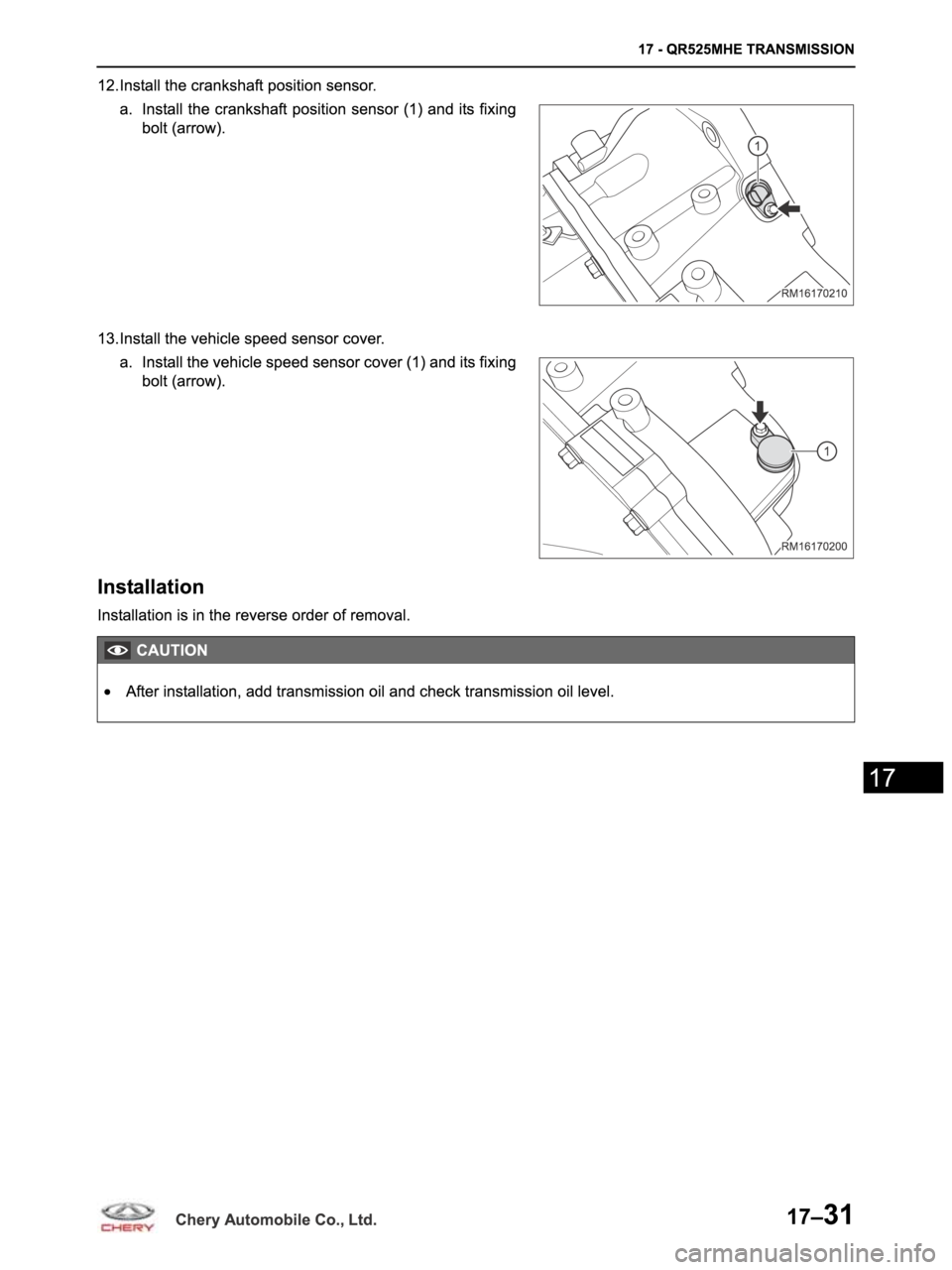 CHERY ARRIZO M16 2014  Service Repair Manual 