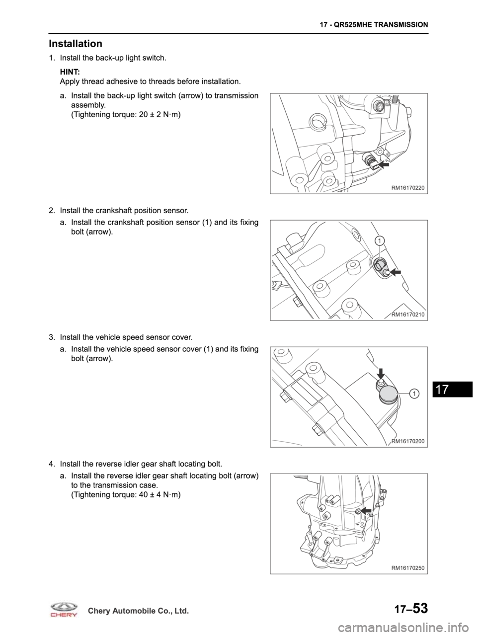 CHERY ARRIZO M16 2014  Service Repair Manual 