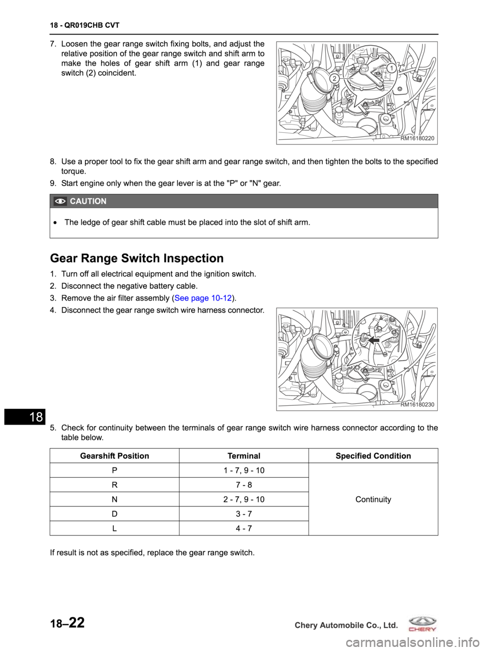 CHERY ARRIZO M16 2014  Service Repair Manual 