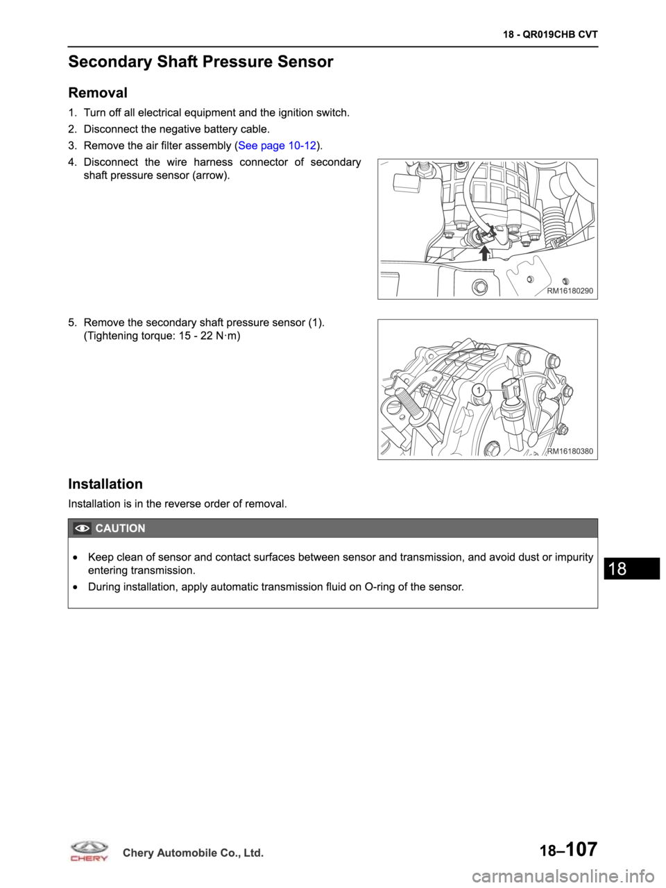 CHERY ARRIZO M16 2014  Service Repair Manual 