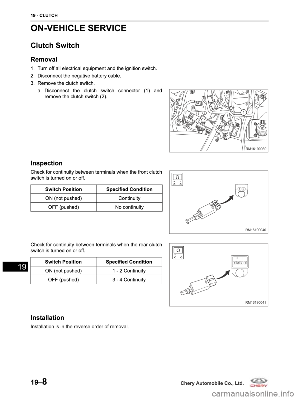 CHERY ARRIZO M16 2014  Service Repair Manual 