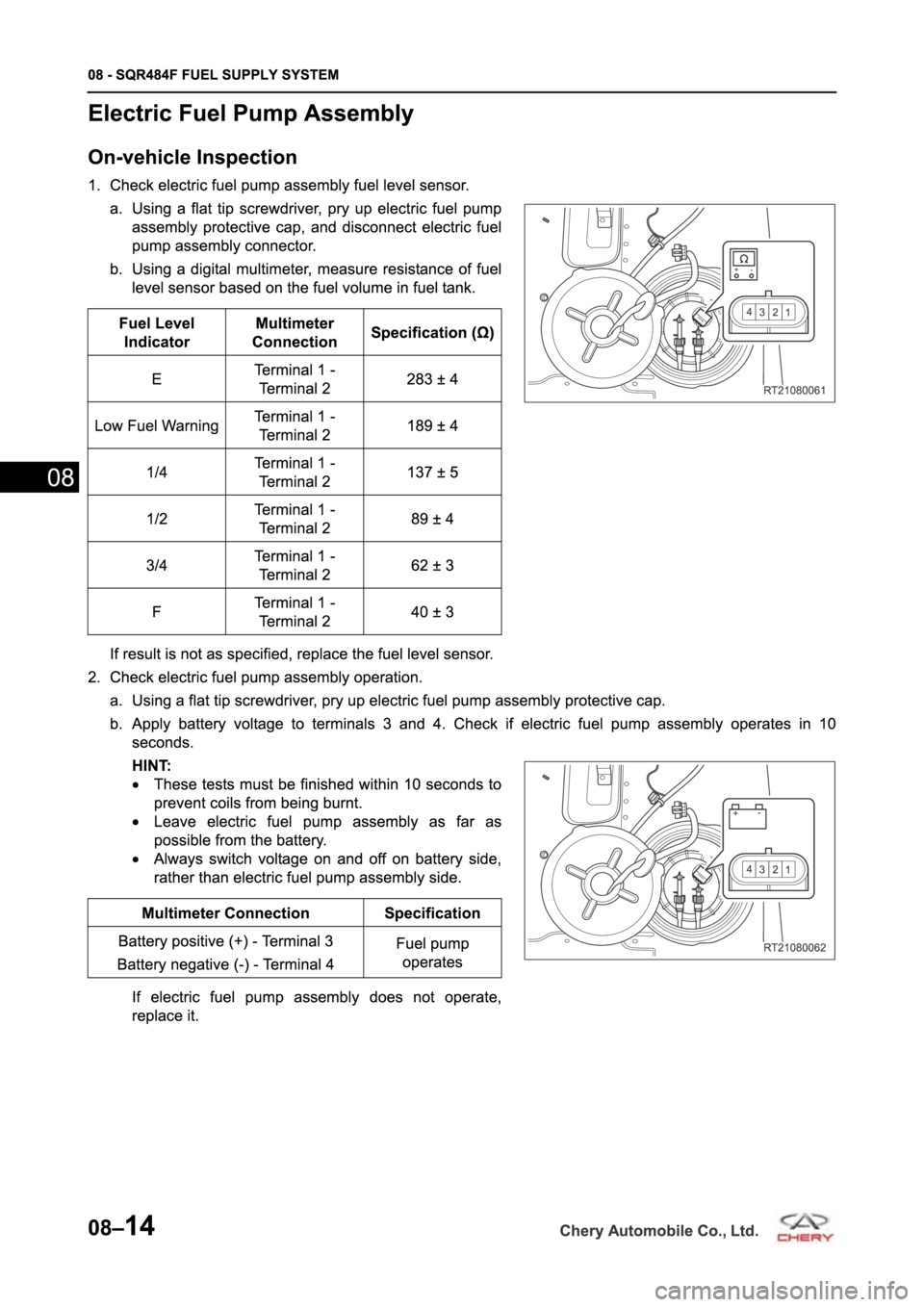 CHERY TIGGO 5 T21 2014  Service Repair Manual 