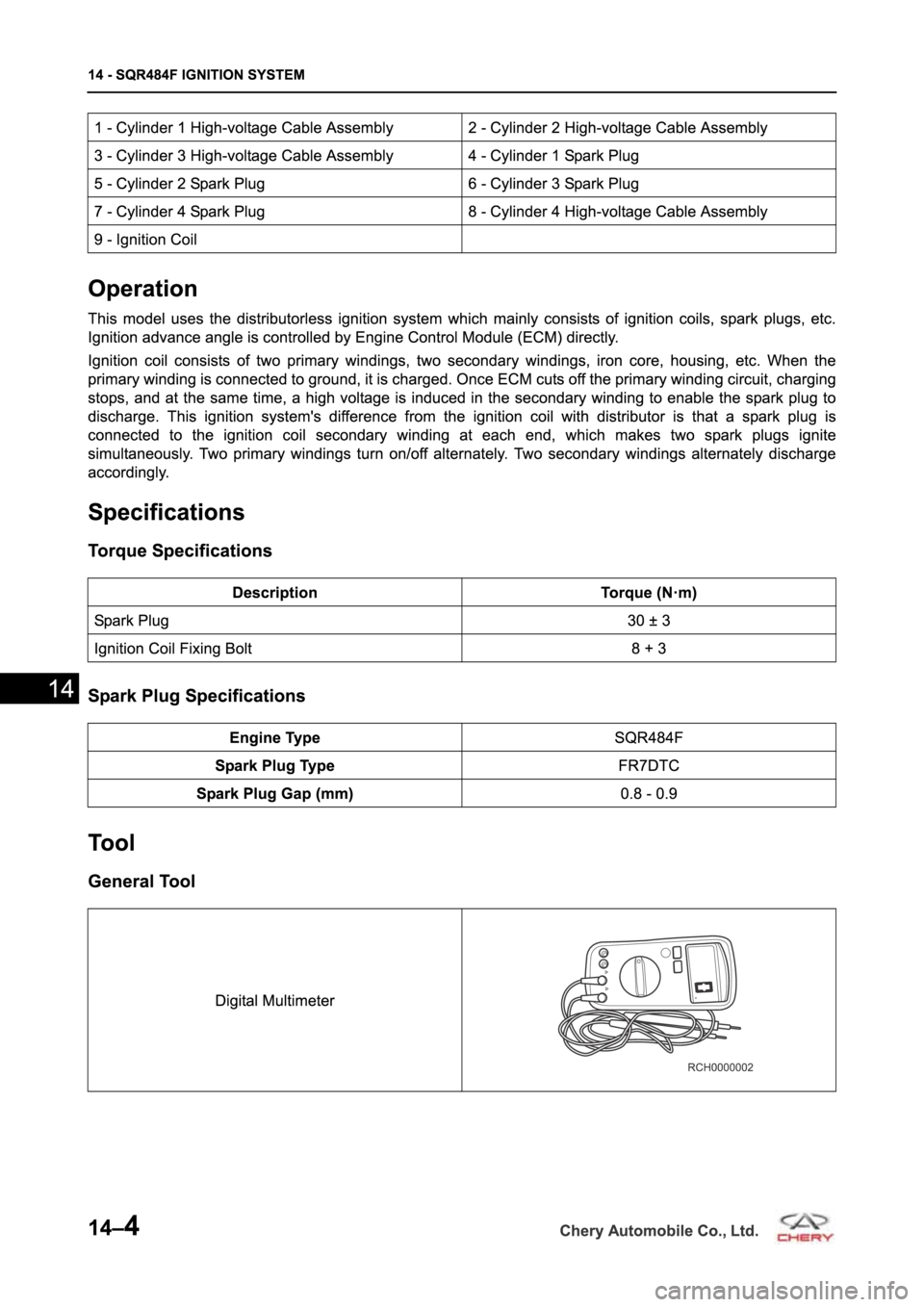 CHERY TIGGO 5 T21 2014  Service Repair Manual 