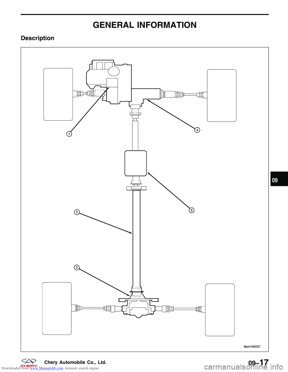 CHERY TIGGO 2009  Service Repair Manual Downloaded from www.Manualslib.com manuals search engine GENERAL INFORMATION
Description
LTSM160027
09
09–17Chery Automobile Co., Ltd.  