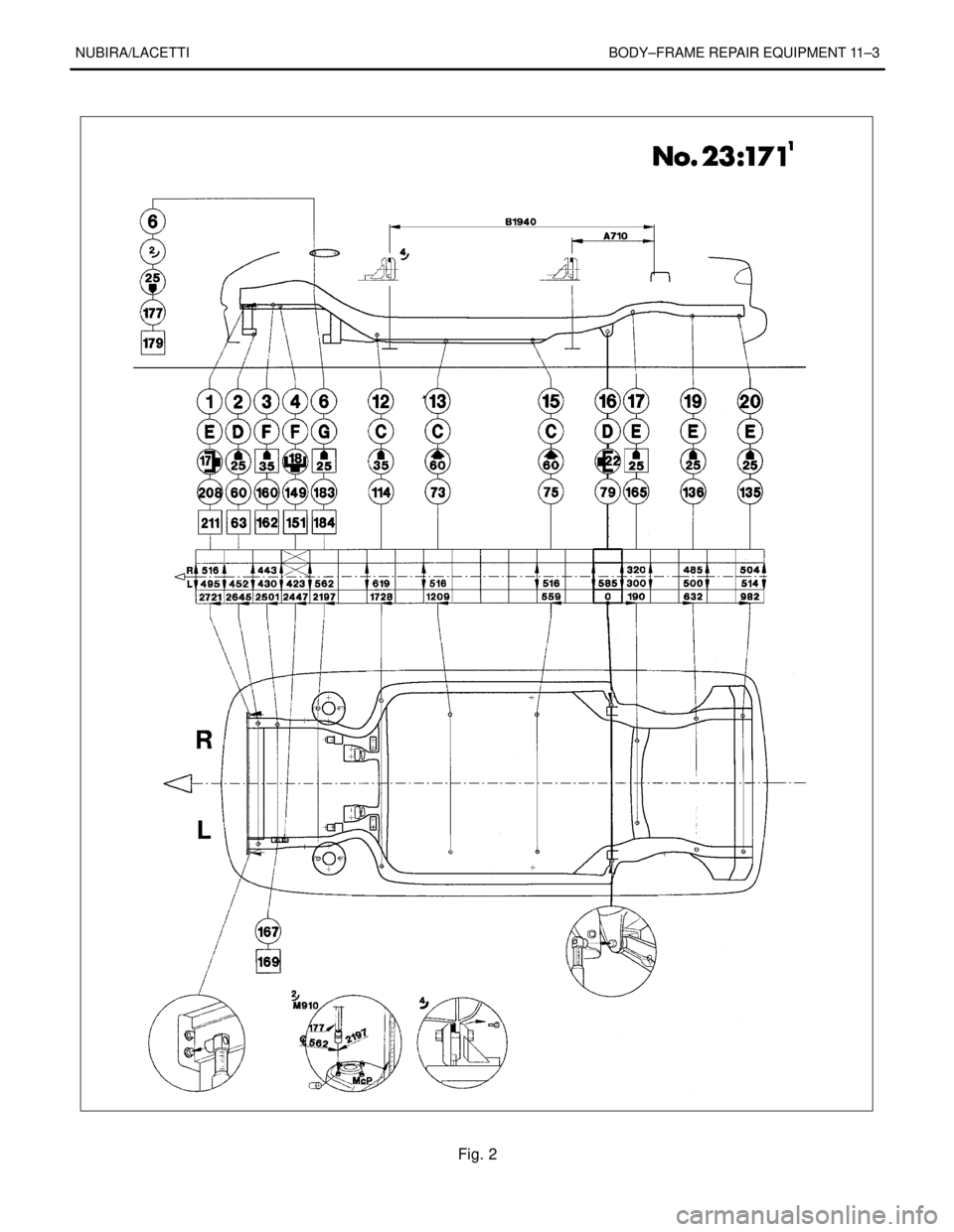 DAEWOO LACETTI 2004  Service Repair Manual NUBIRA/LACETTI BODY–FRAME REPAIR EQUIPMENT 11–3
Fig. 2 