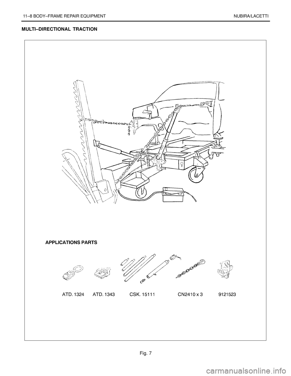 DAEWOO LACETTI 2004  Service Repair Manual 11–8 BODY–FRAME REPAIR EQUIPMENT NUBIRA/LACETTI
MULTI–DIRECTIONAL  TRACTION
Fig. 7 