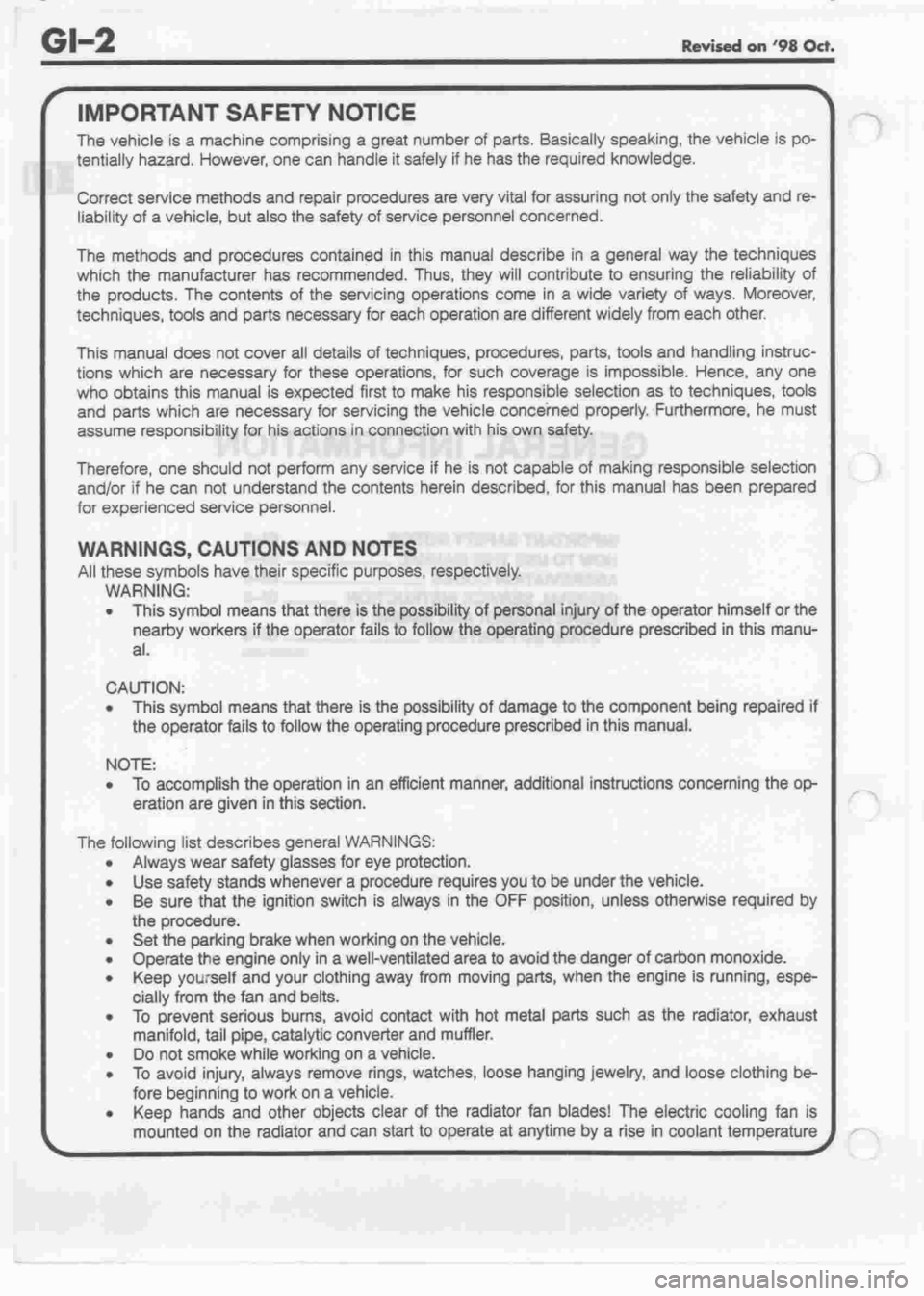 DAIHATSU CUORE 1998  Service Repair Manual 