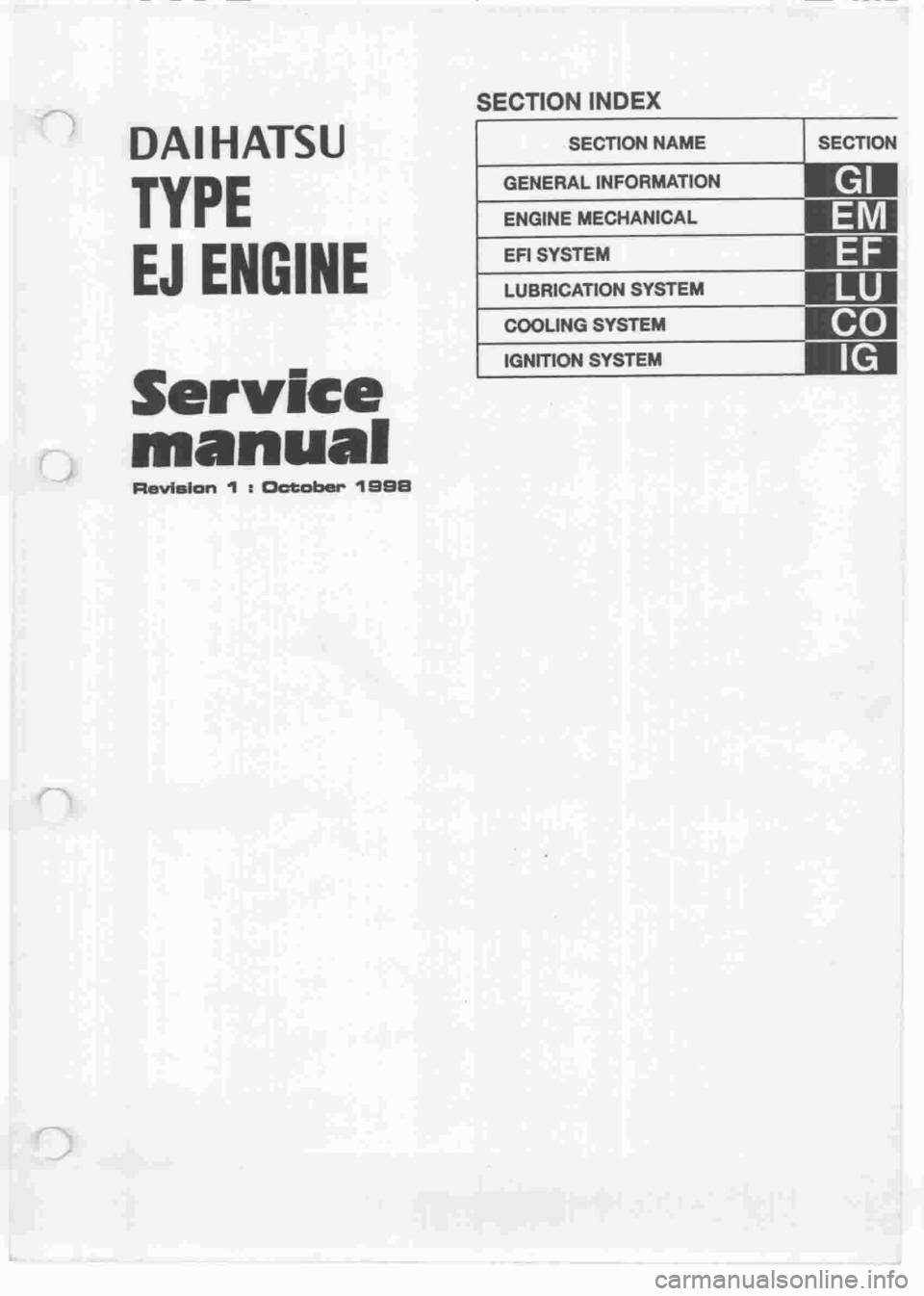 DAIHATSU CUORE 1998  Service Repair Manual 