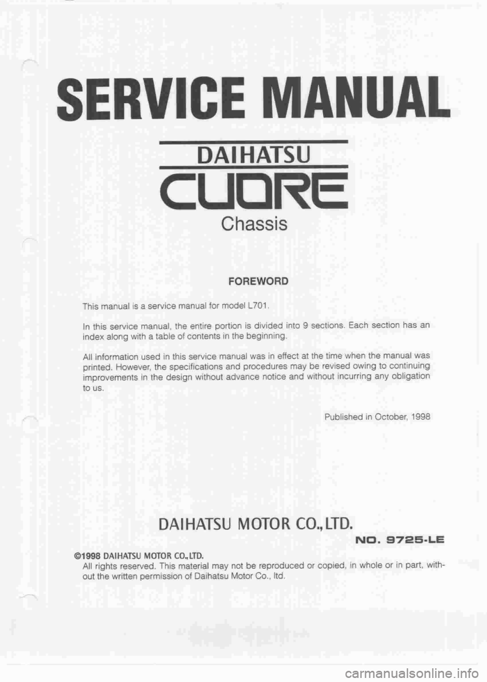 DAIHATSU MIRA 1998  Service Repair Manual 
