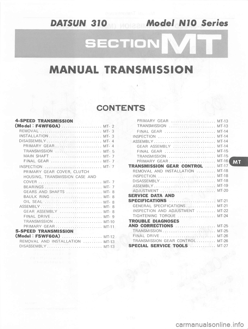 DATSUN 310 1979  Service Repair Manual 