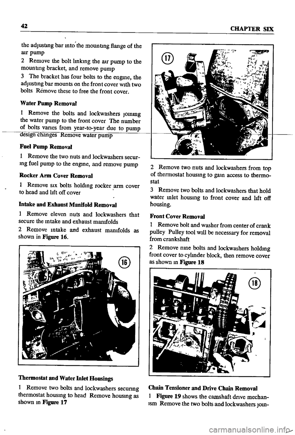 DATSUN 510 1968  Service Repair Manual 
4Z 
CHAPTER 
SIX

the

adJustmg 
bar 
mto 
the

mountmg 
flange 
of 
the

arr

pump

2 
Remove 
the 
bolt

lInking 
the

arr

pump 
to 
the

mountmg 
bracket 
and 
remove

pump

3 
The 
bracket 
has 