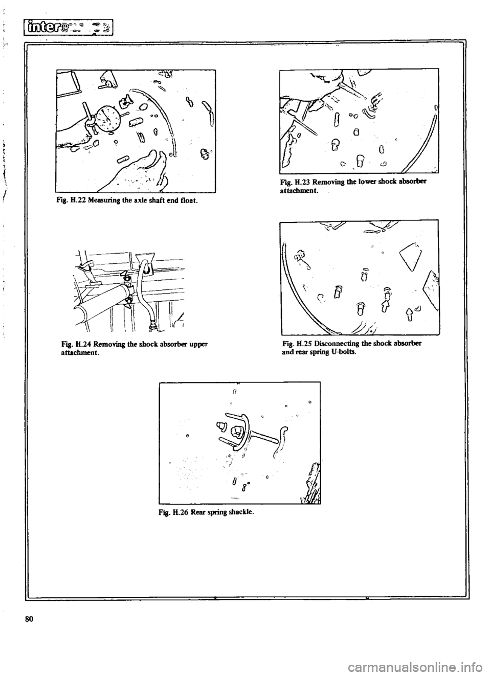 DATSUN 510 1969  Service Repair Manual 
I

I
1J
JlJJ
s
lf

ii

fi 
e

I

a 
co 
c

fo 
Q

I

EJl

D

j
J

O 
9

II

c9 
00

Fig 
H 
23

Removing 
the

10 
shock 
absorb

attaclunent

F 
H 
22

Measuring 
the 
axl
o 
shaft 
end 
float

R

0